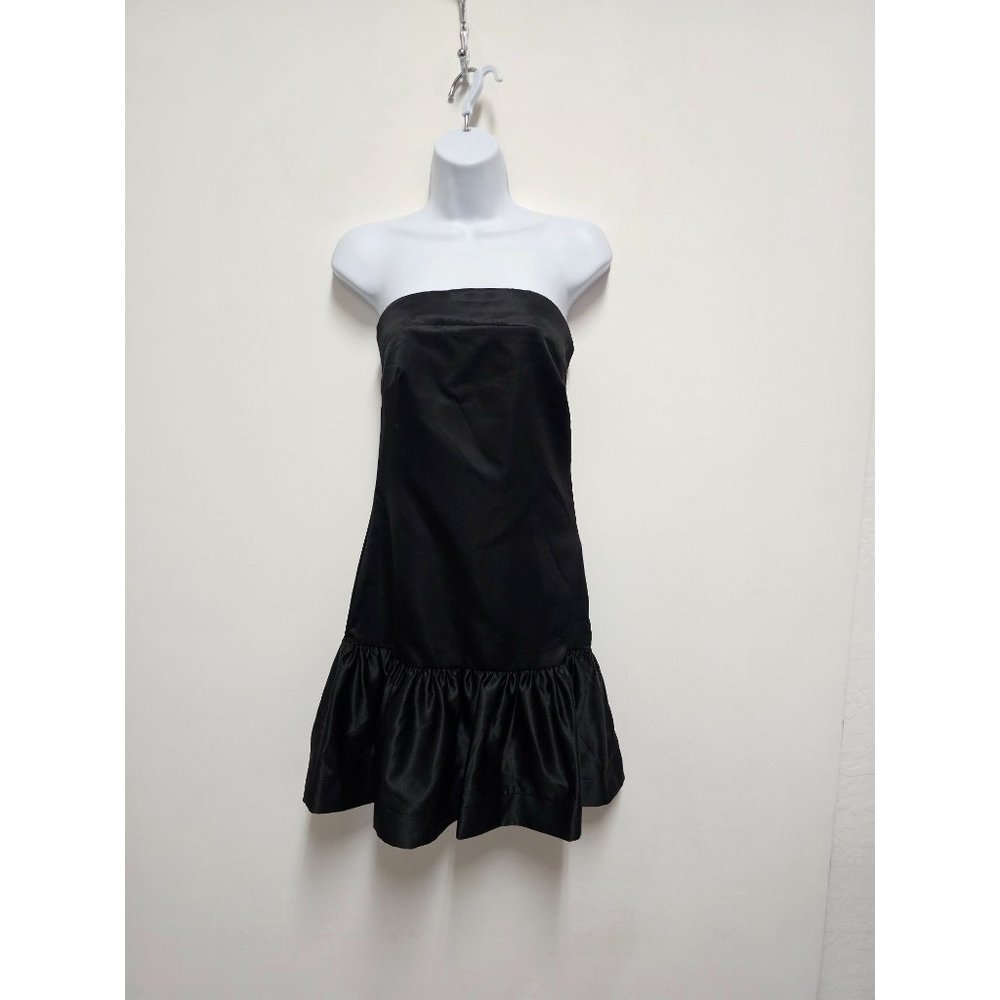 Andre Badi Women Strapless Tube Short Mini Dress Black Pleated Dress Size XS
